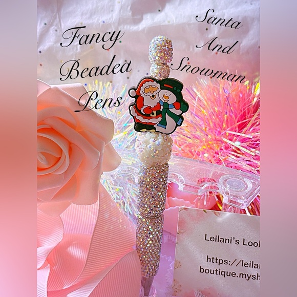 Santa & a snowman fancy beaded pen/Christmas time/ friends/gifts - Picture 3 of 7